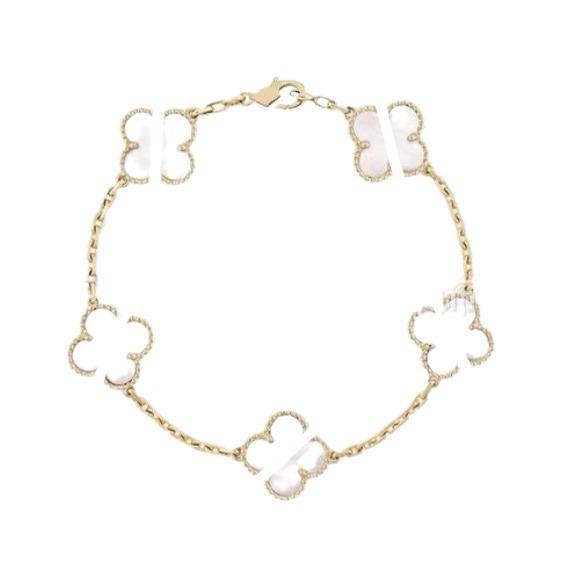 High Version Rose Gold Four-Leaf Clover and Five-Flower Bracelet with Clavicle Chain