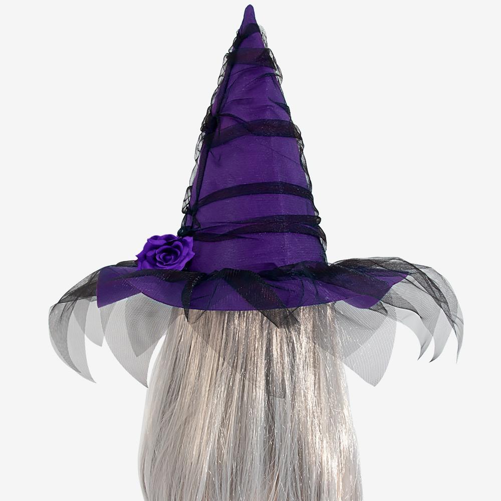 New Halloween Baroque Witch Hat Mesh Artificial Flower Dress Accessories Gothic Queen/ Cosplay Witch