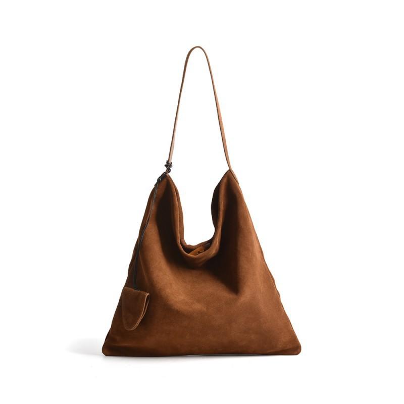 / Vintage Suede Frosted Cowhide Shoulder Bag Women s Fashion Leather Large Capacity Commuting Tote 38x2x40cm коричневый
