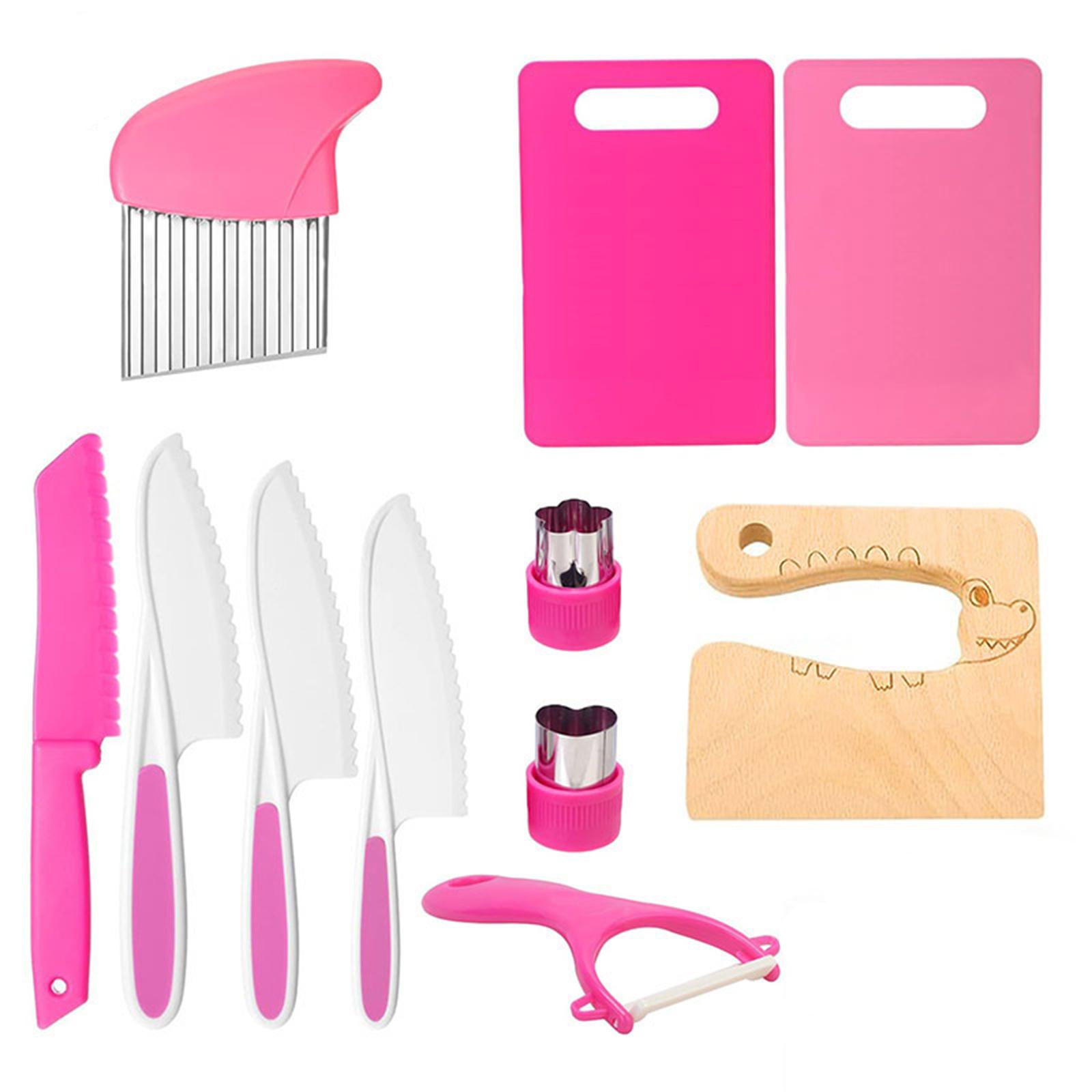 Kids Plastic Kitchen Set - 11-Piece Color Box, Toy Cooking for Children s Pretend Play Kitchen Tools One Size розовый