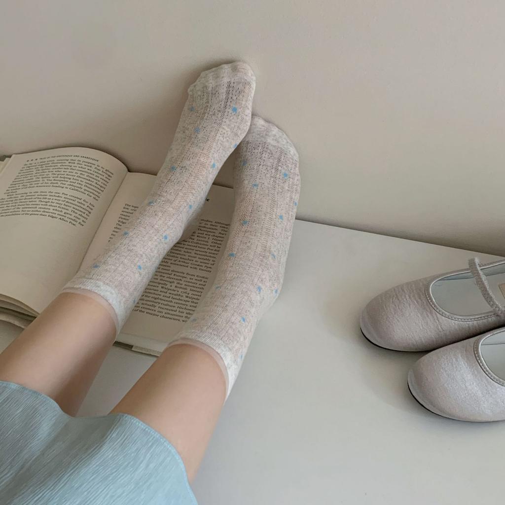 Summer Clear Card Edge Floral Boneless Tube Extremely Resistant Combed Cotton Pile Socks Socks