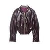 New casual fashion solid color stand-collar, shoulder-length cropped leather jacket