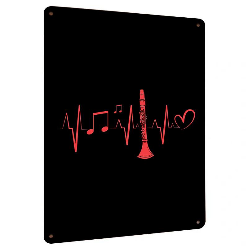 

Clarinet Music Heartbeat Metal Wall Art Decor Musical Instrument Themed Home Decoration for Music Lovers 20x30cm（7.8x11.8inch）