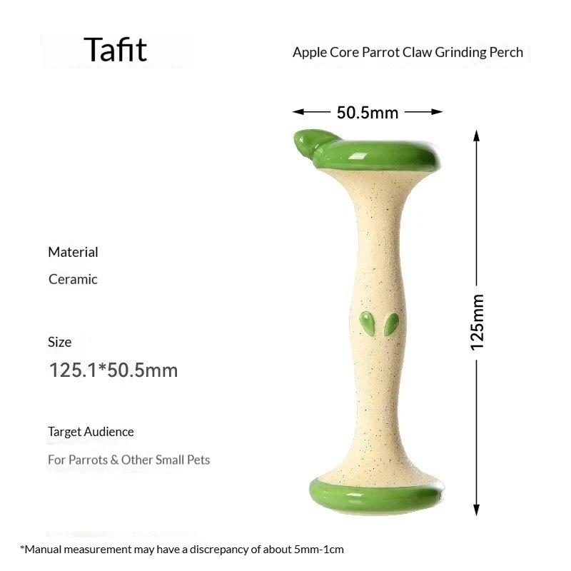 Cute Apple Core Ceramic Bird Perch Functional Nail Trim Climbing Stick Wear-resistant Chew Toy Decor For Parakeet Lovebird Cage