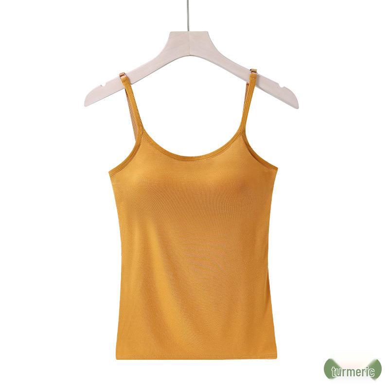 Women's One-Piece Camisole with Built-In Pads: Wire-Free, Adjustable Spaghetti Straps, Ideal Bandeau Base Layer