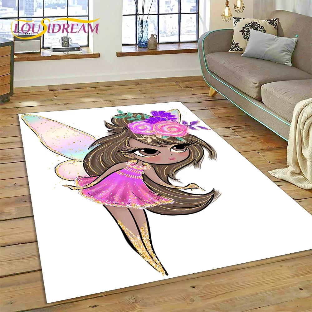 Alfombra Alfombra de Dibujos Animados de Hada Bailarina de Ballet de Ensueño Linda para Decoración de Sala de Estar Dormitorio, Decoración Antideslizante para Sofá Felpudo Niño
