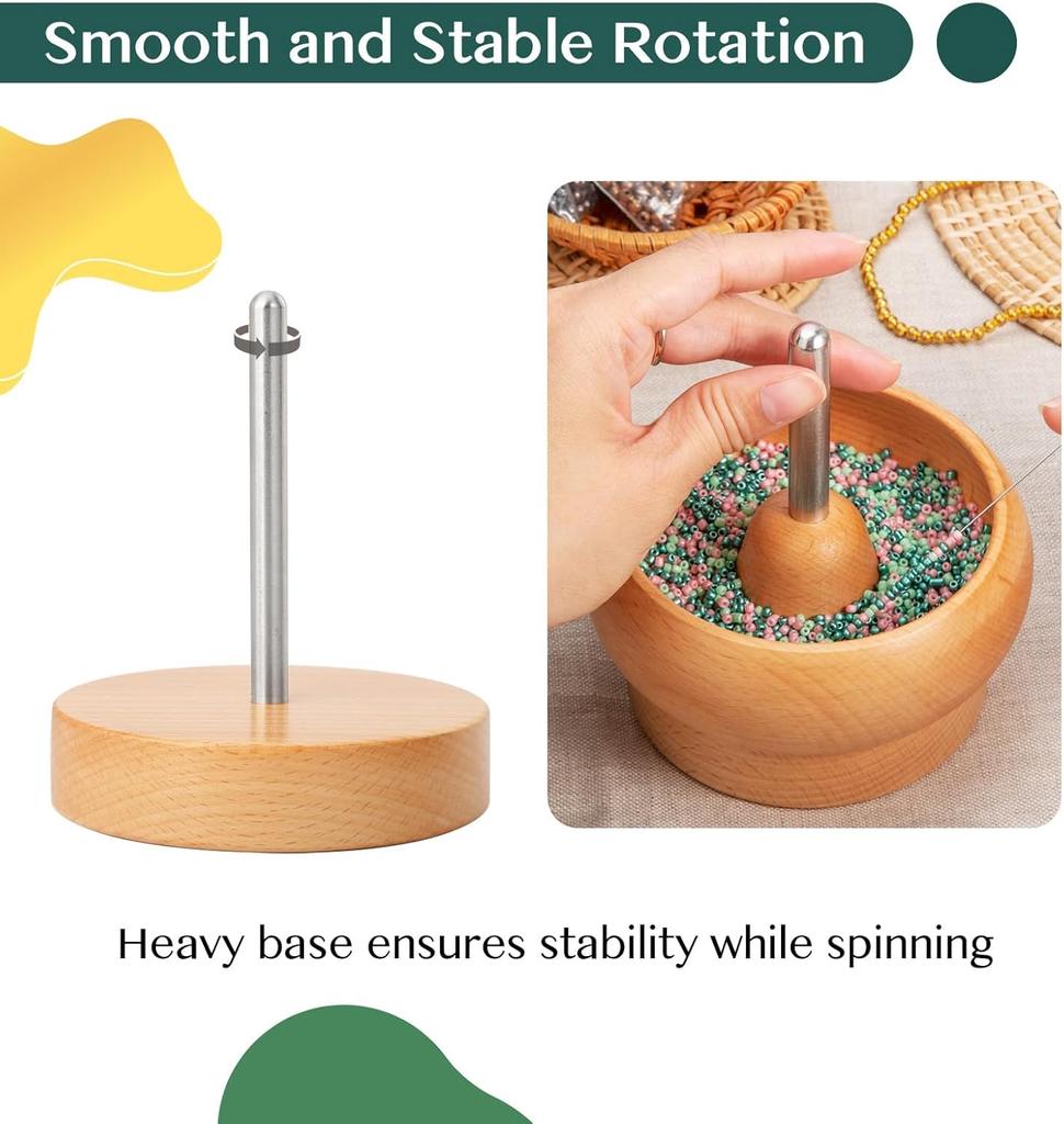 Bead Spinner for Jewelry Making, Effortless Rotating Wooden Clay Bead Spinner, Beading Supplies for Making Waist,Bracelets, Necklace
