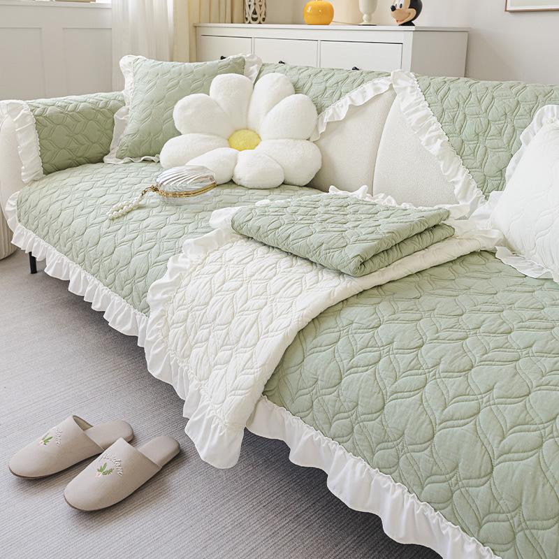 

Оптовая продажа подушек для дивана Четырехсезонная универсальная тканевая подушка для сиденья Чистый хлопок Кремовый Ветер Лотосовый лист Край Нескользящий Чехол для дивана Полотенце 90*160cm