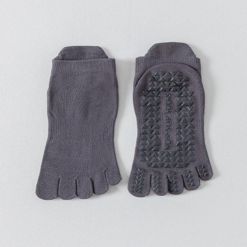 Five-finger Yoga Socks - Pure Cotton Women's Anti-slip Adult Exercise, Pilates Fitness Floor Toe-split Short Socks