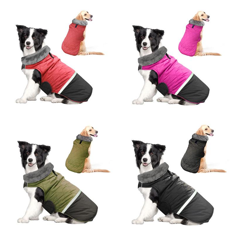 Benepaw Warm Fleece Collar Dog Coat Jacket Reversible Winter Dog Clothes Waterproof Puppy Clothing For Small Medium Large Dogs