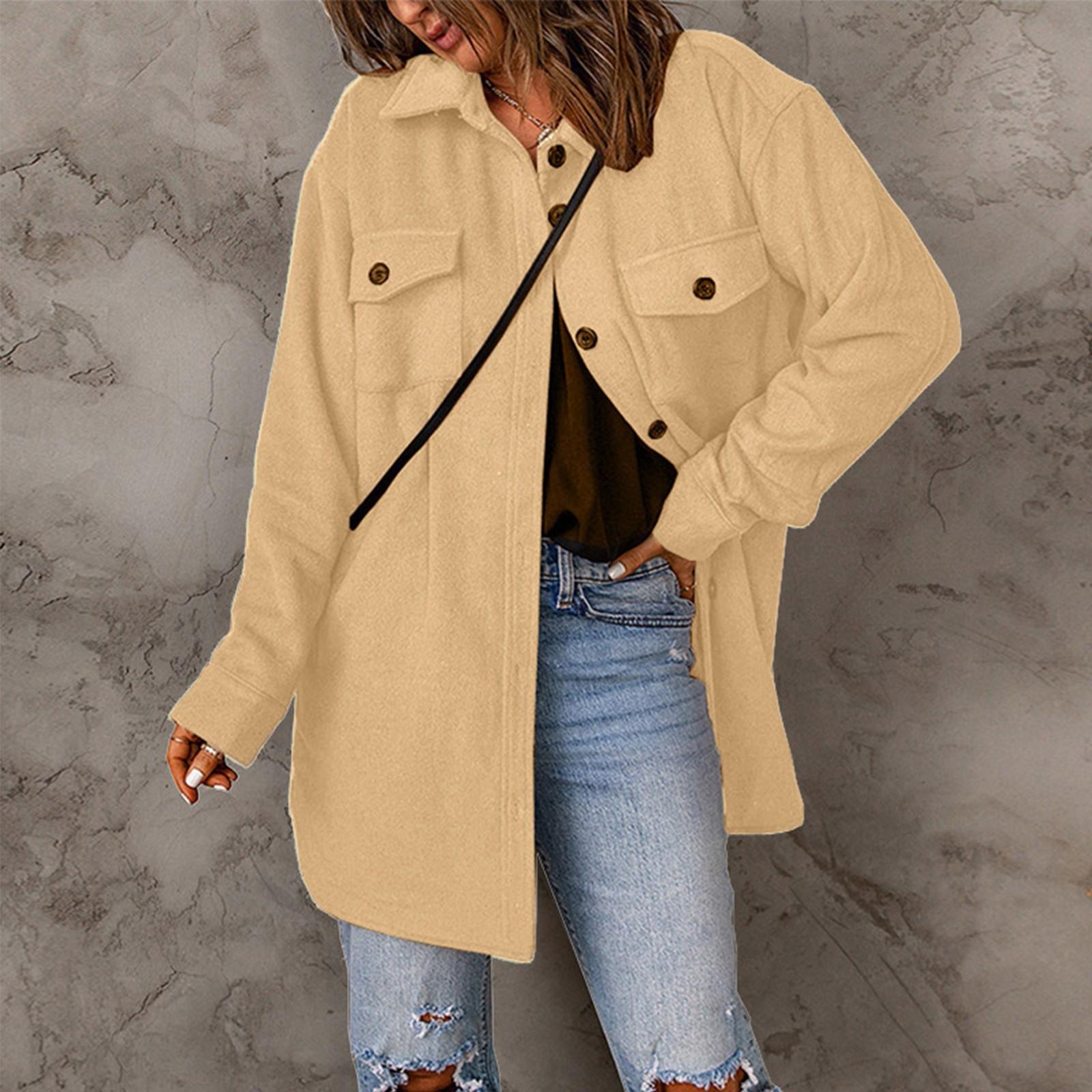 

Женский модный однобортный повседневный твидовый топ с длинными рукавами и лацканами L бежевый