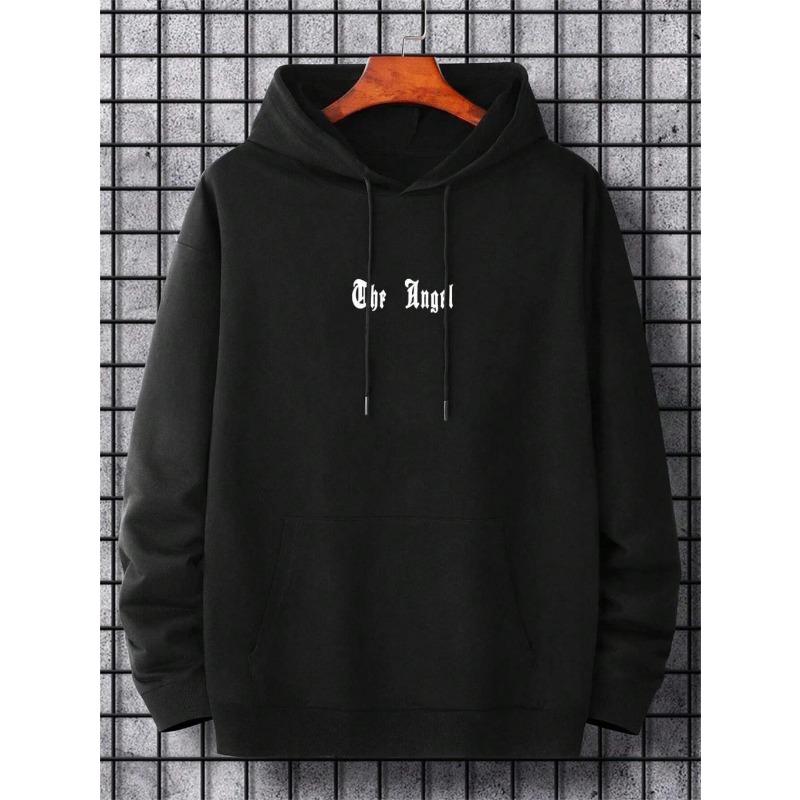 Autumn Hoodie for Man Angel's Wings Printing Male Hoody Match Loose Sweatshirt Fashion Fleece Basic Daily Comfortable Hoodie