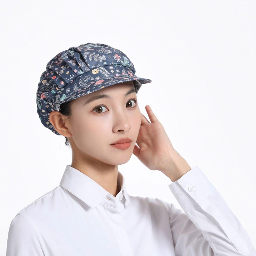

Printing Fabric Chef Cap Food Service Cook Hat Women Work Headband Canteen Catering A
