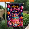2D Flat - 2D Flat Printing Garden Flag 1pc, Happy Birthday Party Scene Durable Single-Sided Print Yard Flag, Garden & Home Holiday Decoration, 29.97X4