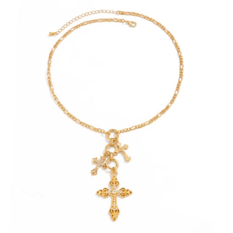 

Elegant Crucifix Pendant with Rhinestones Necklace Fashionable Women s Clavicle Chain Handmade Special Occasion Jewelry 1