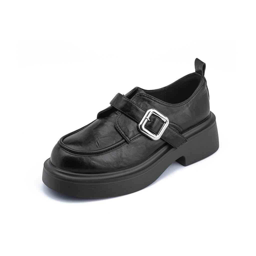 Grape mother winter new thick-soled small leather shoes women's British style thick-soled heightening uniform loafers women's retro shoes
