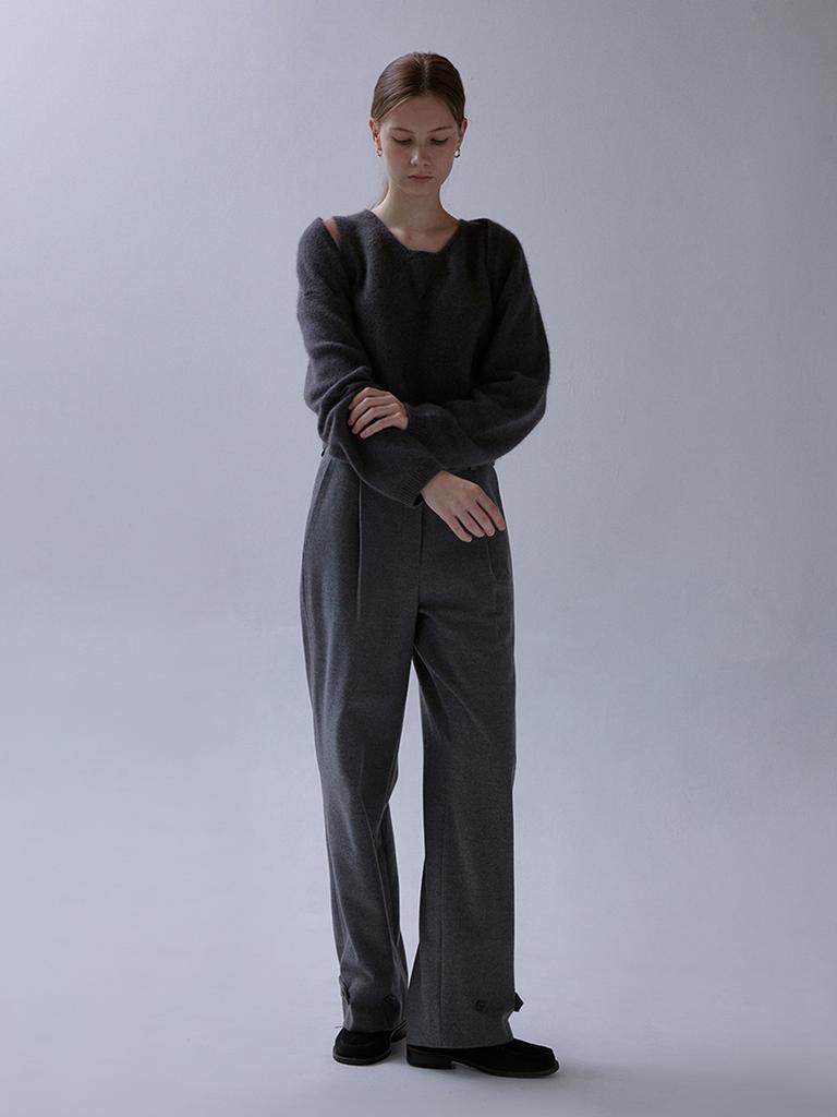 Deomiteun Mod Wool Button Pants (Charcoal)