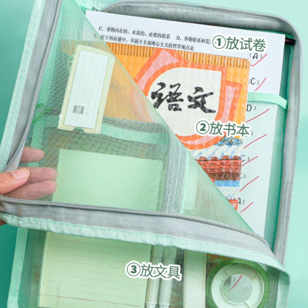 L Shaped Test Paper Storage Bag Thickened Mesh Stationery Organizer Pouch File Folder Bag  Students
