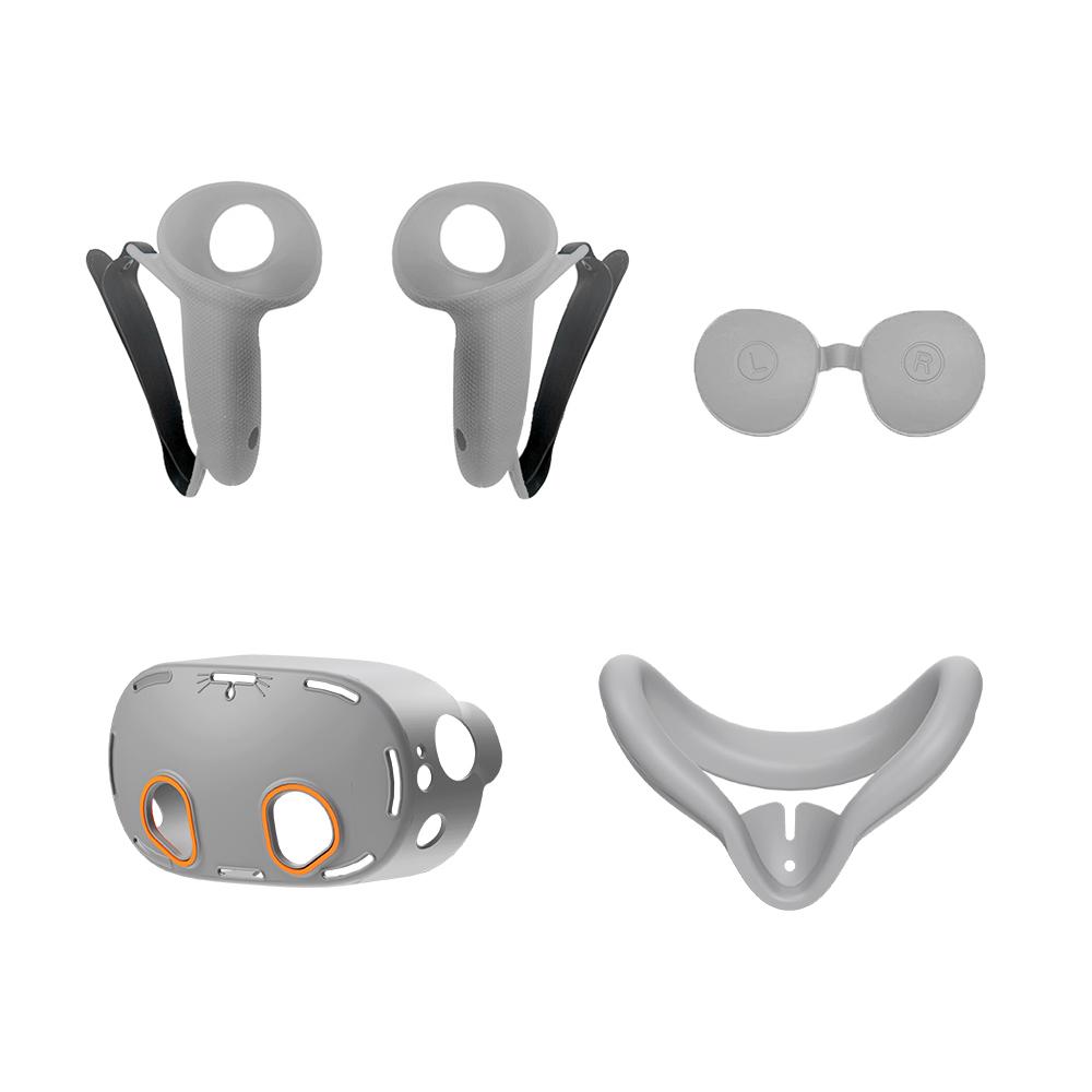 

Новый Прочный Мягкий Набор из 5 Силиконовых Защитных Чехлов VR Аксессуары Для Meta Quest 3S Комплект Чехлов Рождественский Подарок серый