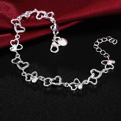 VOLLE Herz AAA Zirkon Kette Armband 925 Sterling Silber Schmuck