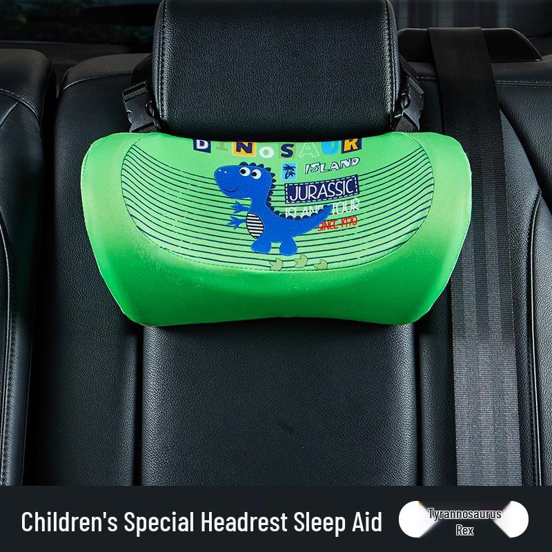 Children's Cartoon Memory Foam Car Neck and Lumbar Pillow Set for Headrest and Rear Seat