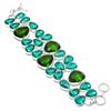 Natural Peridot, Tourmaline Gemstone 925 Sterling Silver Bracelet 7-8" L4m16