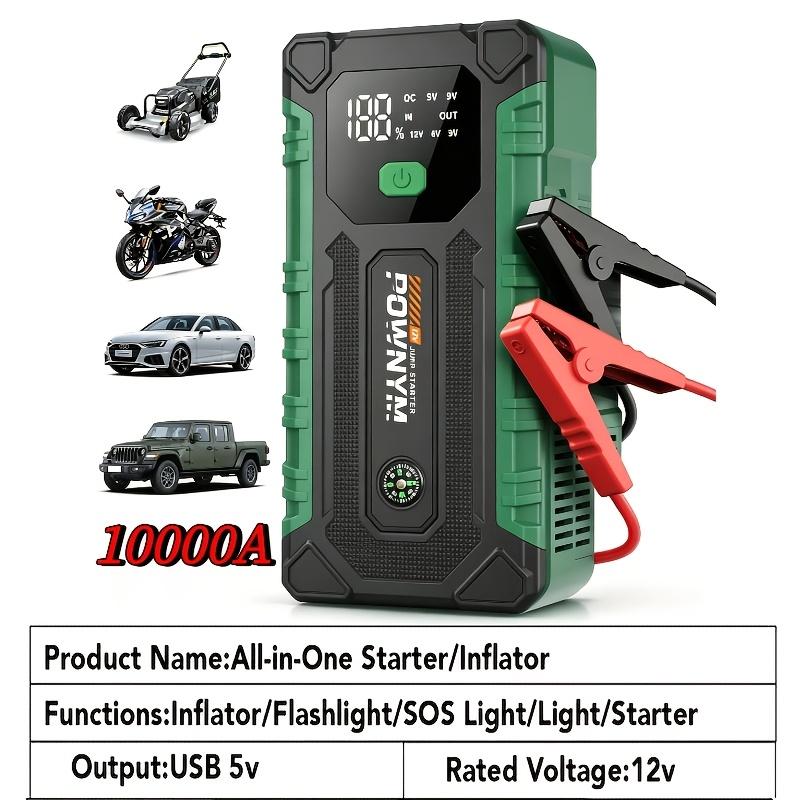10000A Portable Car Jump Starter Optional10000A Portable Car Jump Starter (with 350PSI Tire Inflator) 9-in-1 Car Battery Charger Jump Starter Green 10000A - (Upgr