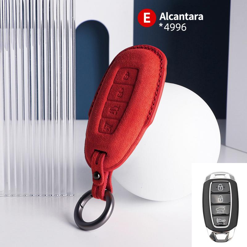 Car Key Case For Hyundai I30 Tucson Kona Encino Solaris Azera Grandeur Ig Accent Santa Fe Palisade Suede Cover Shell Keychain
