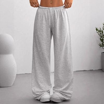Damen Casual Hose mit weitem Bein und elastischem Bund - Aus lockerem und mitteldehnbarem Stoff, maschinenwaschbar, sportlicher Knöchellang-Stil