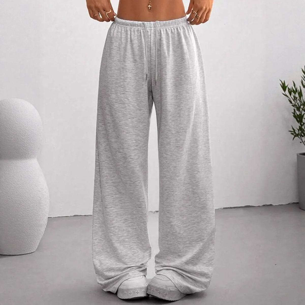 

Женские повседневные брюки с широкими штанинами и эластичным поясом - Изготовлены из свободной и средней эластичности ткани, машинная стирка, спортивный стиль, брюки до щиколотки L серый