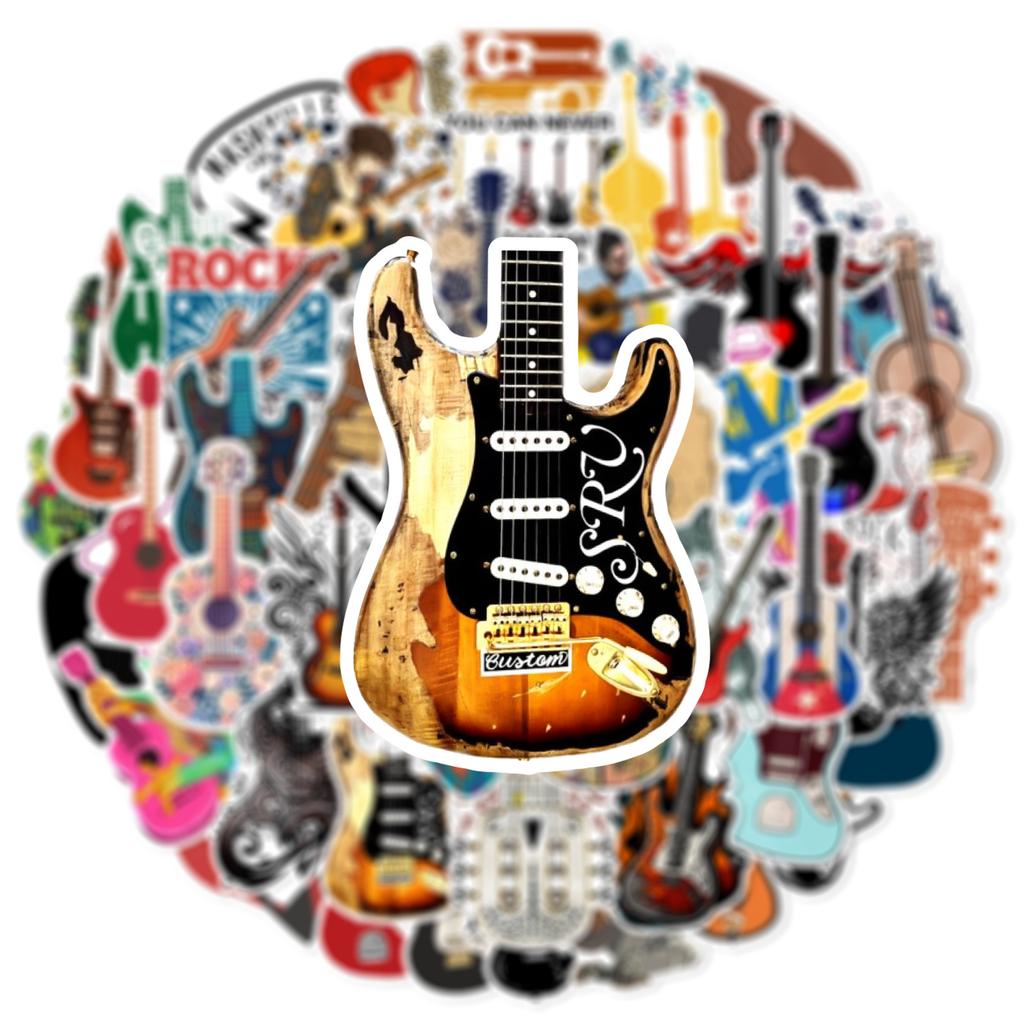 50pcs Cartoon Musical Instruments Stickers Graffiti for Phone Laptop Guitar Helmet Travel Luggage Skateboard DIY Decals