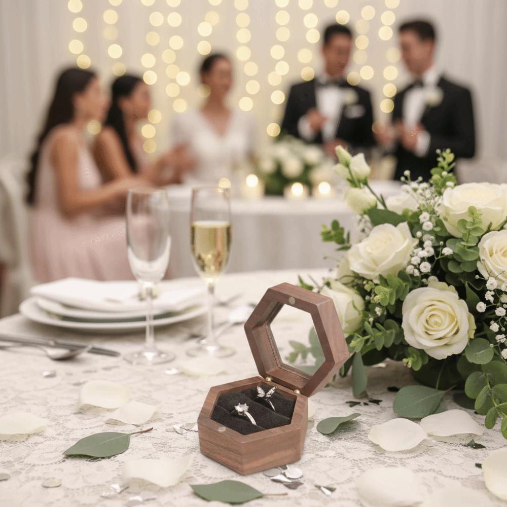 Wooden Jewelry Box Retro Lover Ring Display Box High-quality Ring Storage Box Engagement