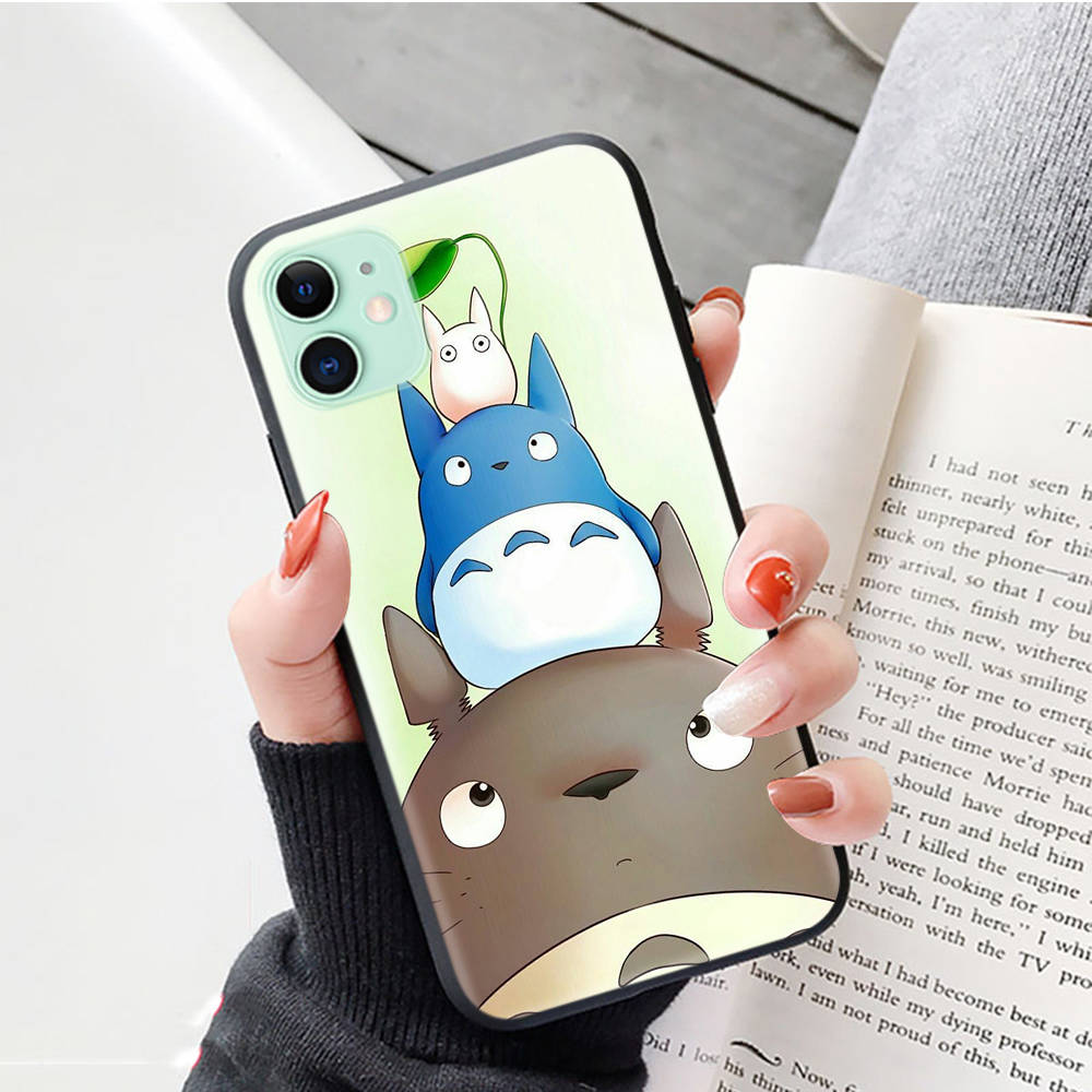 Black Case for OPPO Reno 8 6 5 4 Pro Plus Find X3 A17 A3 A31 A38 A40 A53 A54 A55 A74 A76 A78 A77 A80 A94 A95 A96 Lite W-63 Cut Totoro