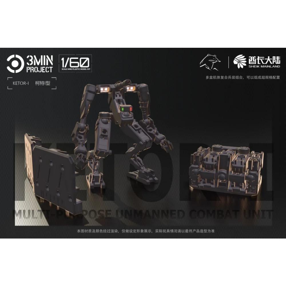 Sheik Mainland 3MIN Project MUS-A4 FortiShield 3 IN 1 Mini Assembly Mech Robot, Ketor Transfomation Mech Action Figure Boys Toys