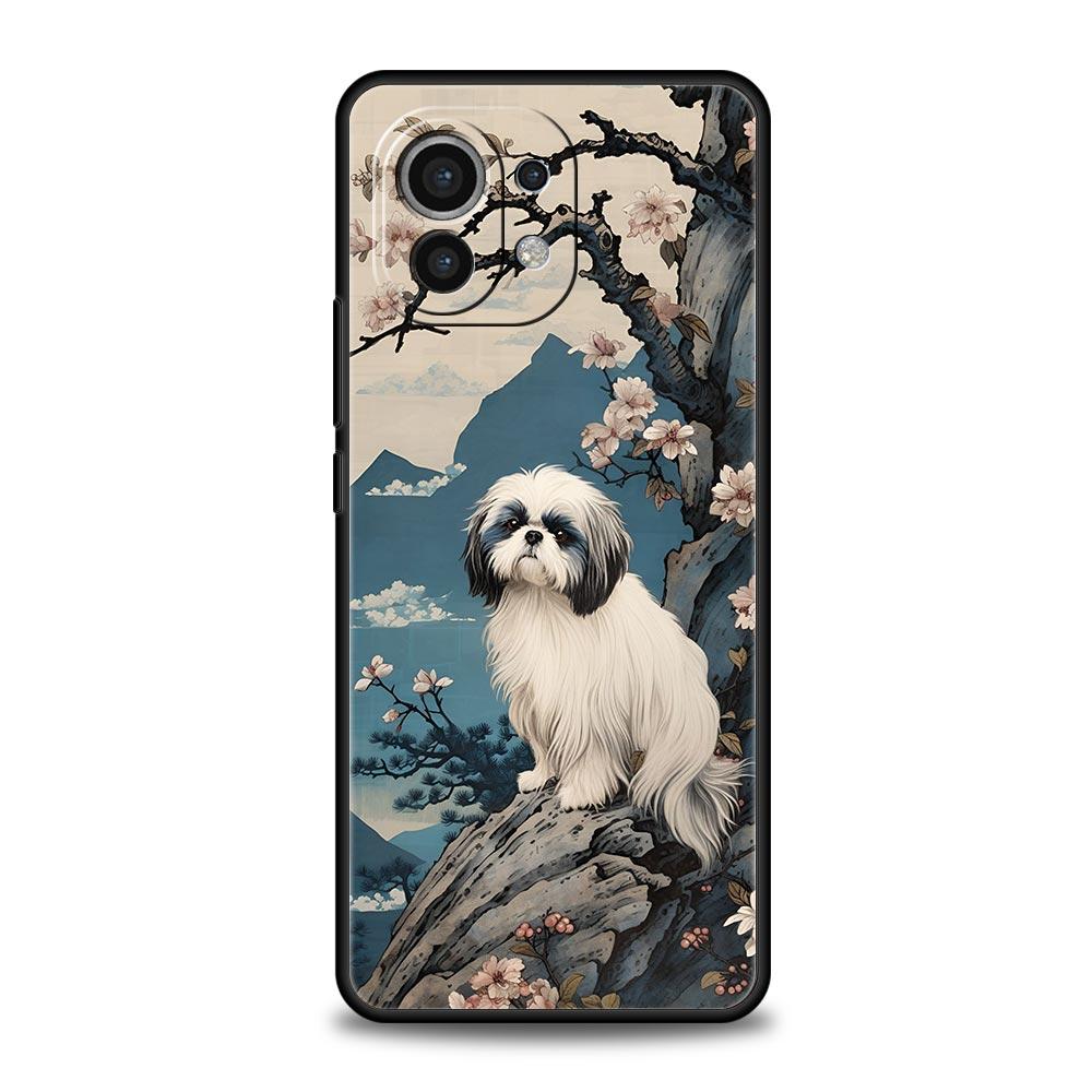 Phone Case For Xiaomi Mi 15 14 13 12 11 Lite 14T 13T 12T 11T Pro Poco X7 X6 X5 X3 Pro F6 F5 F4 Cover Shih Tzu Painting Cute