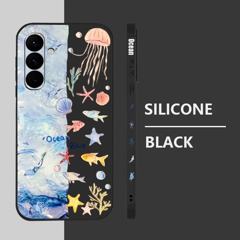 Shark Ocean Fish Print Case For Samsung Galaxy S26 S25 Ultra S24 S23 S22 Plus S21 FE A15 A16 A17 A35 A36 A54 A55 A56 5G Soft Cover
