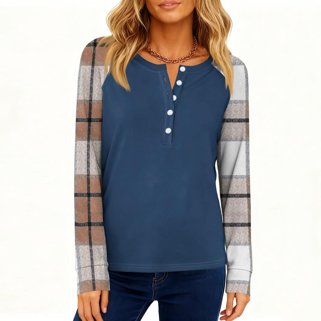 Women's Fashion  Loose Long Sleeve Round Neck Casual Top