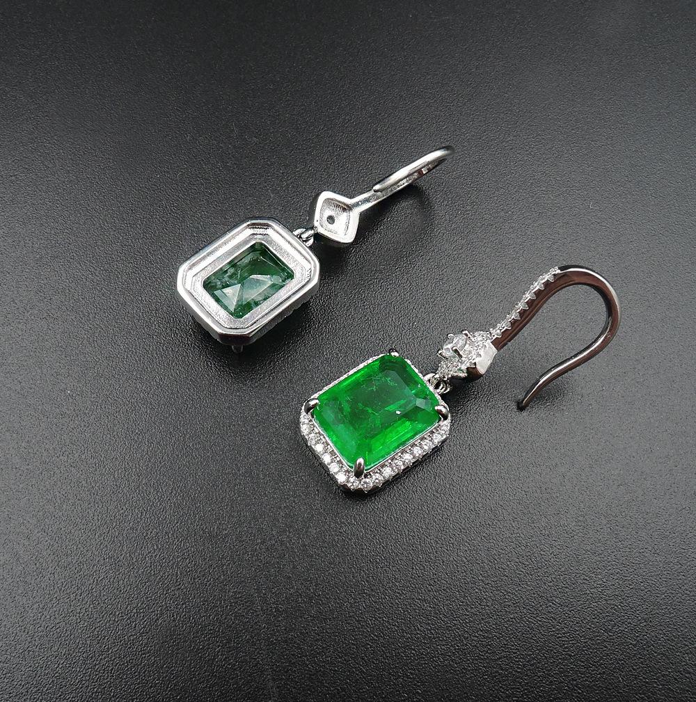 Jewelry Direct Sales Simulation Emerald Colored Treasure Earrings Retro Earrings Earrings Jewelry