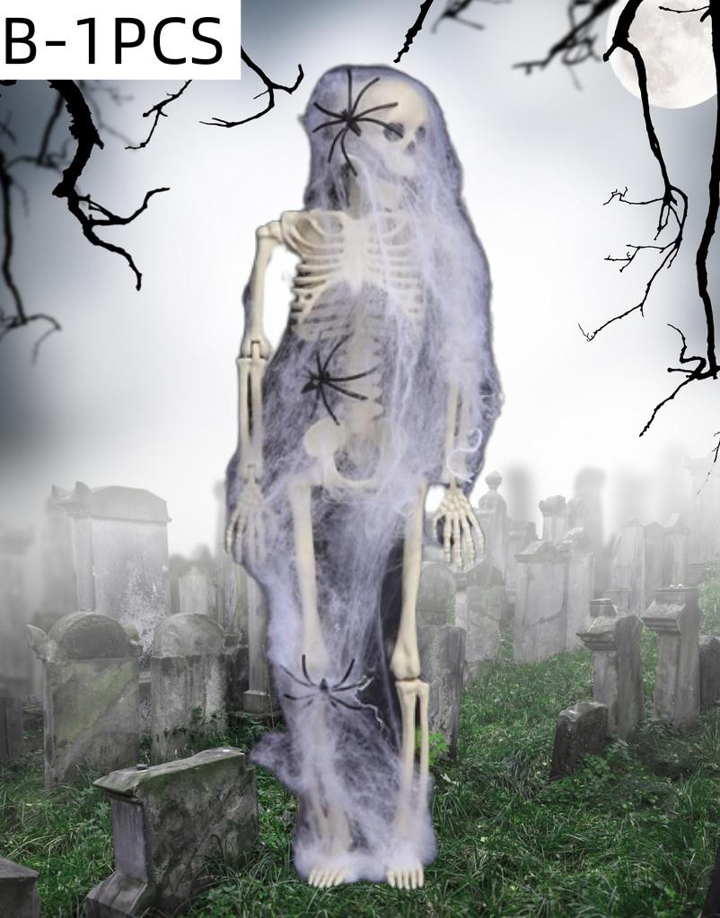 40cm Halloween Simulation Skeleton Hanging Plastic Human Skull Skeleton Can Stand Joints Movable Party Horror Props