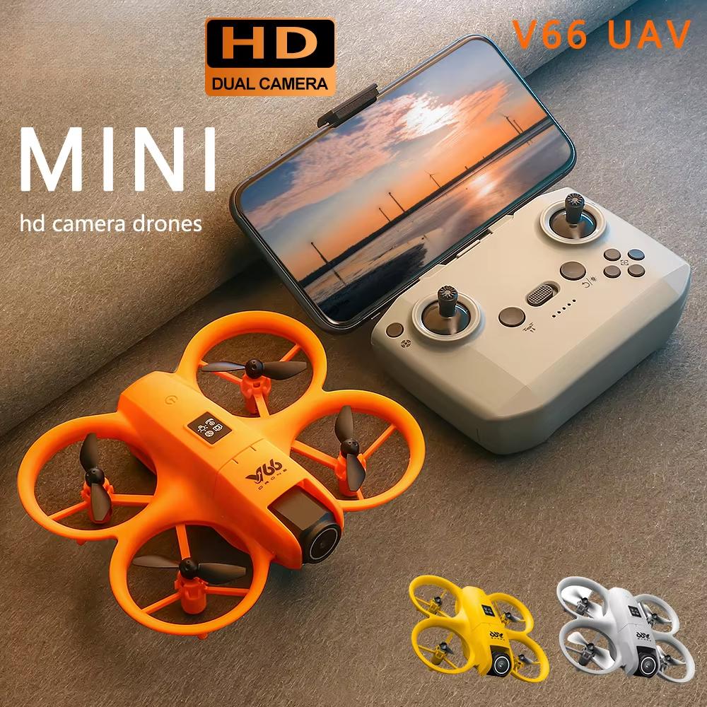 2025 V66 Mini-Drohne 4k HD-Kamera WiFi Hindernisvermeidung Faltbarer Quadcopter Fernbedienung Hubschrauber Kinderspielzeug Geschenk Optische Flusspositionierung