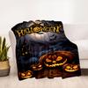 Halloween Party Decorations Pumpkin Lanterns with Moon and BatsBlanket Flannel Throw Blanket for Sofa, Bed, Travel, Camping, Office