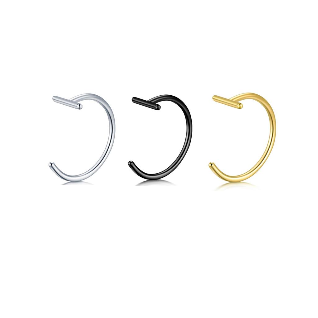 Piercing do wargi na klips 18G Stal nierdzewna Hipoalergiczny Punk Bez przekłuwania Pierścień do warg Pozłacany Kolczyk do chrząstki ucha Conch Cuff