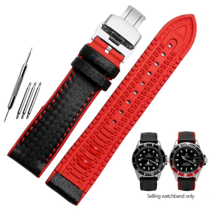 Silikonowy Pasek z Włókna Węglowego Wodoodporny Pasek do Zegarka dla Omega Speed Master Gumowy Zamiennik Męska Bransoleta Pasek 18mm 20mm 22mm 24mm