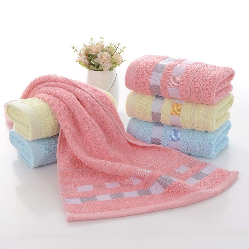 Premium Cotton Thick Absorbent Face Towel Soft Washcloth For Home Use In Blue Yellow And Pink