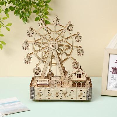 צעצוע פאזל עץ גלגל ענק תלת-ממדי: הרכבה חינוכית יצירתית בעבודת יד