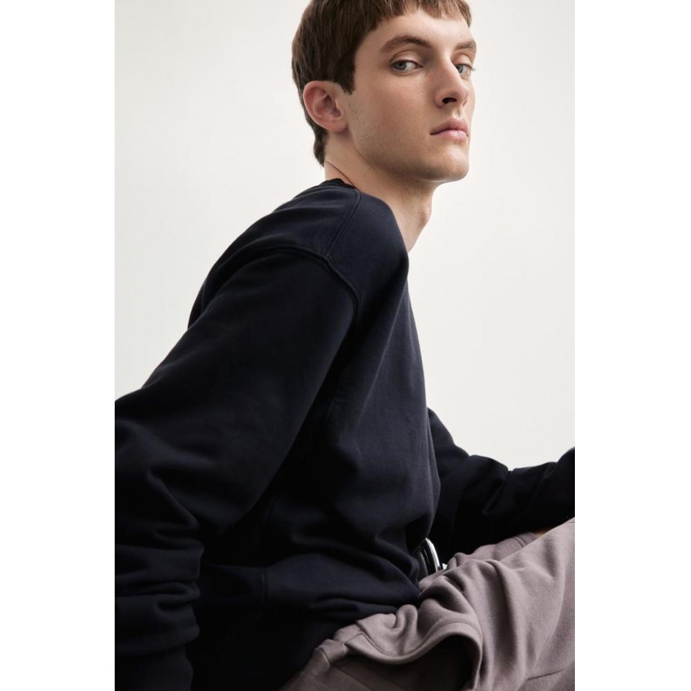 H M Loose Fit wasHed Cotton sweatsHirt Black