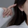 Fashion Jewelry 925 Sterling Silver Geometric Asymmetric Stud Earrings for Women Long Chain Tassel Earring Piercing Jewelry