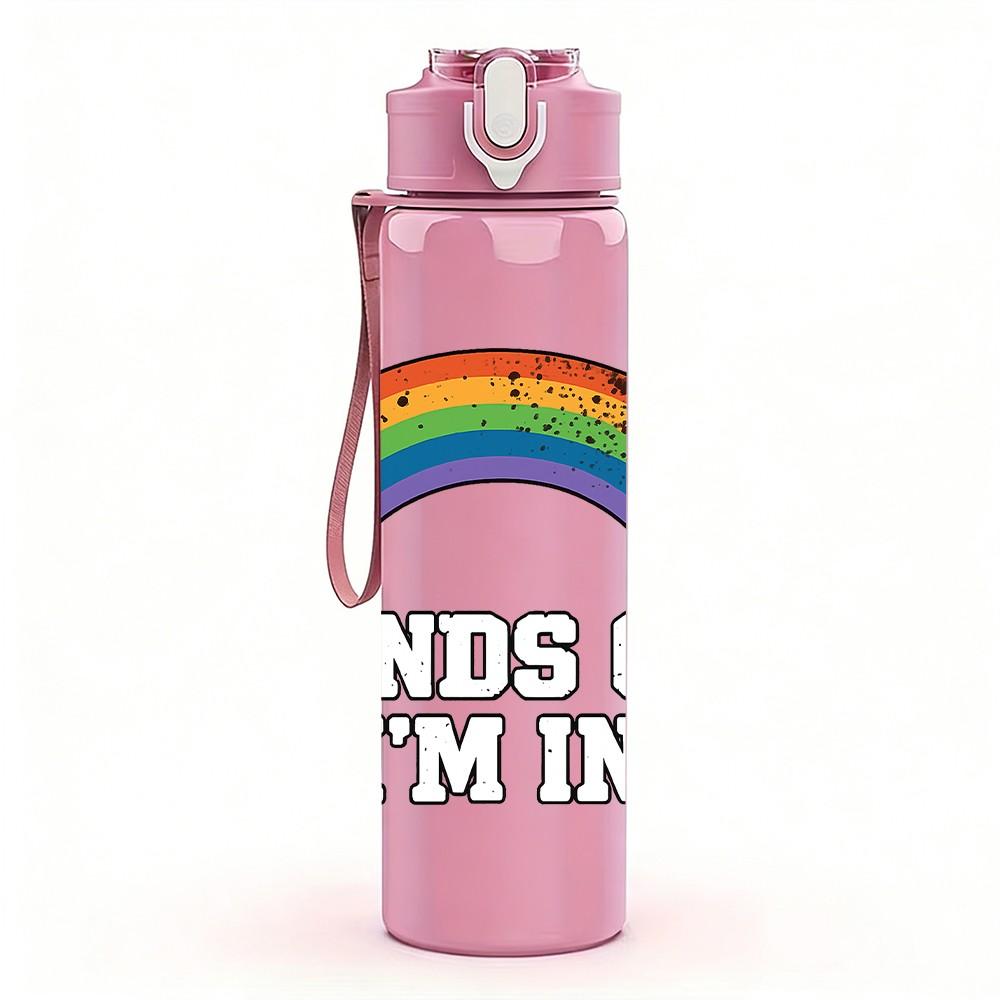 1PC Sounds Gay I'm In Letter Print 750ml Color Plastic Sports Water Bottle Leakproof Flip Straw Lid Suitable for Sports Office Home Use