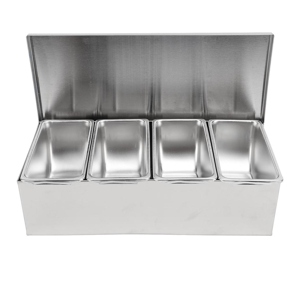Contenitore per spezie con coperchio a ribalta, contenitore per spezie in acciaio inossidabile 304, organizer da cucina multi-scomparto