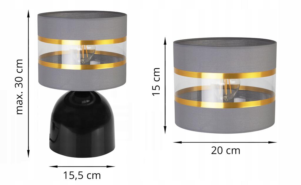 Night Table Lamp, Elegant Gold Lampshade, 20 Cm